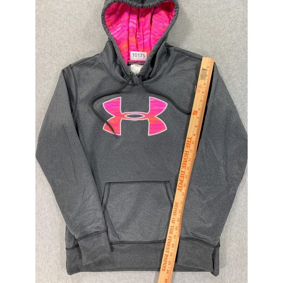 Under Armour Logo Polyester Hoodie Sweatshirt (Women's Small) Pink/Gray - Picture 5 of 11
